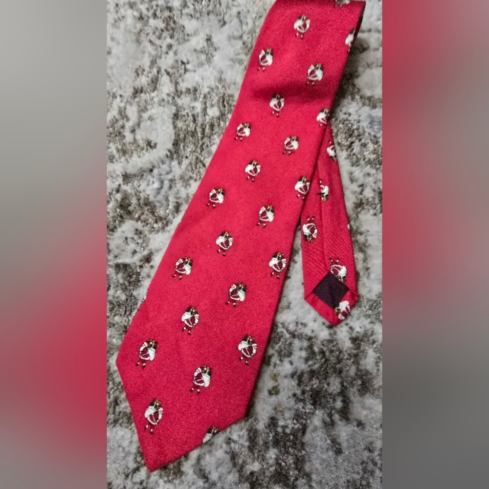 John Henry Ultra Stylish Red Patterned Santa Christmas Holiday Red Men's Tie